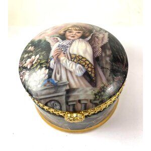Vintage Angel Porcelain Trinket Box Trim Ardleigh Elliott Garden of Innocence